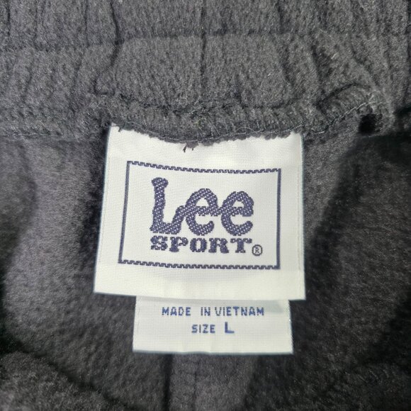 Mens Lee Sport Black Fleece Sweatpants Drawstring Elastic Waist Polyester Size L - Picture 2 of 9